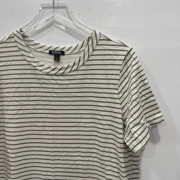 Buffalo David Bitton Green Stripe T-Shirt Dress Short Sleeve Cotton Blend Large - Picture 3 of 6